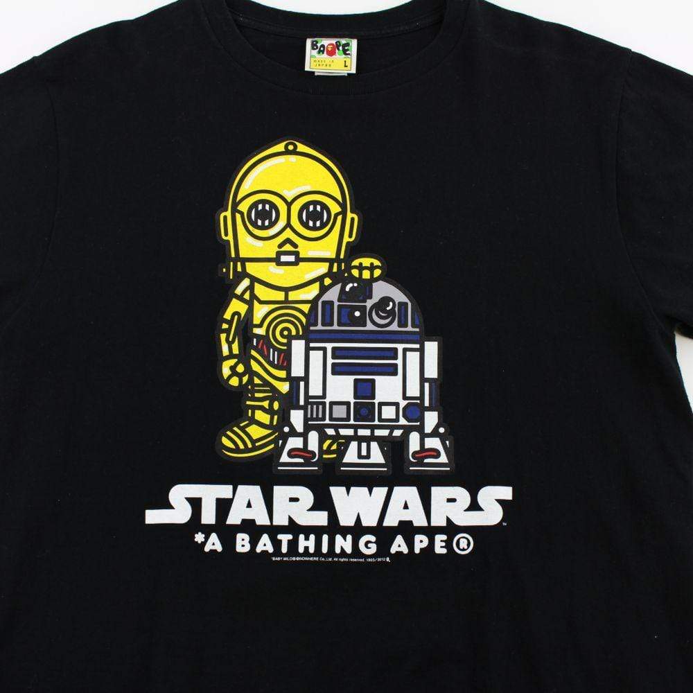 Bape x Star Wars C3PO and R2D2 Tee Black - SaruGeneral