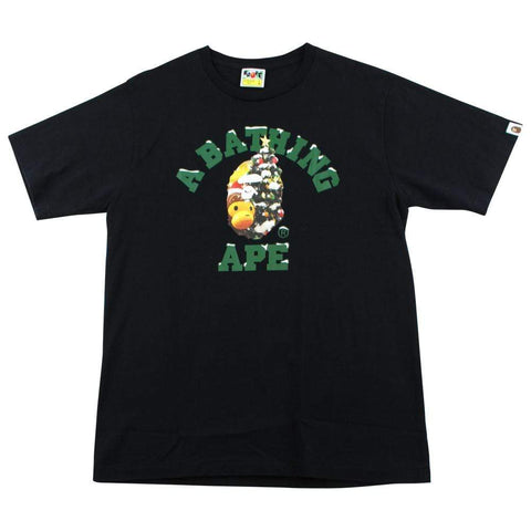 Bape Christmas College Logo Tee Black