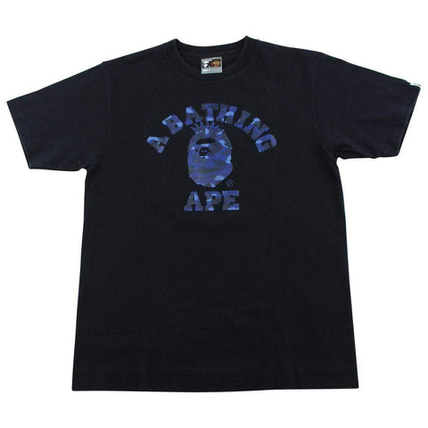 Bape Blue Camo NYC College Logo Tee Black