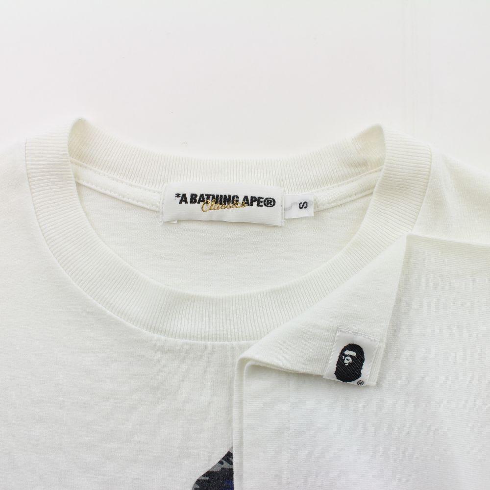 Bape Side Big Ape Blue Leopard Print Logo Tee White - SaruGeneral