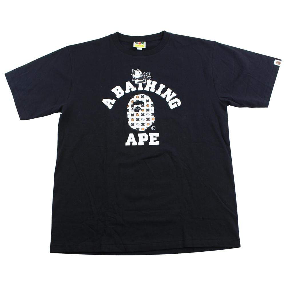 Bape x Felix the cat college logo tee black - SaruGeneral