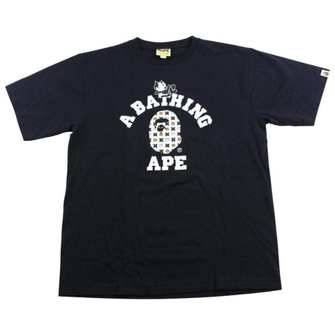 Bape x Felix the cat college logo tee black