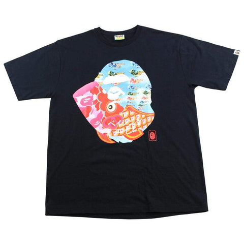 Bape camo fish big ape logo tee black