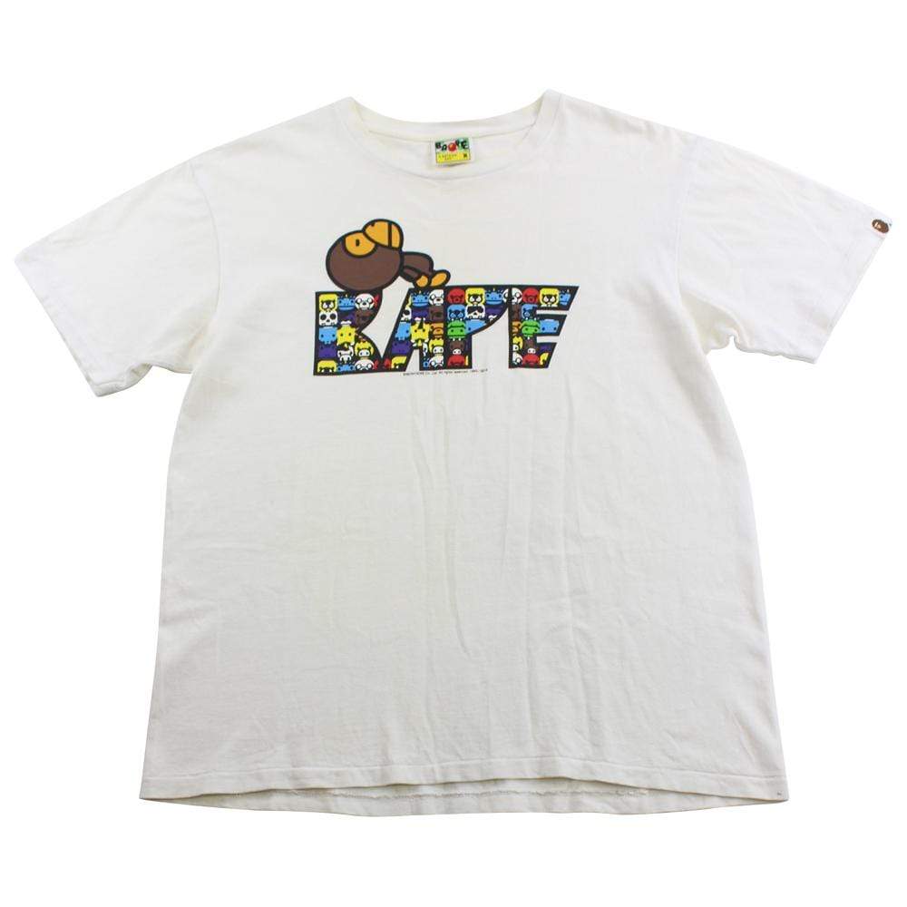 Bape baby milo text sleeping logo tee white - SaruGeneral