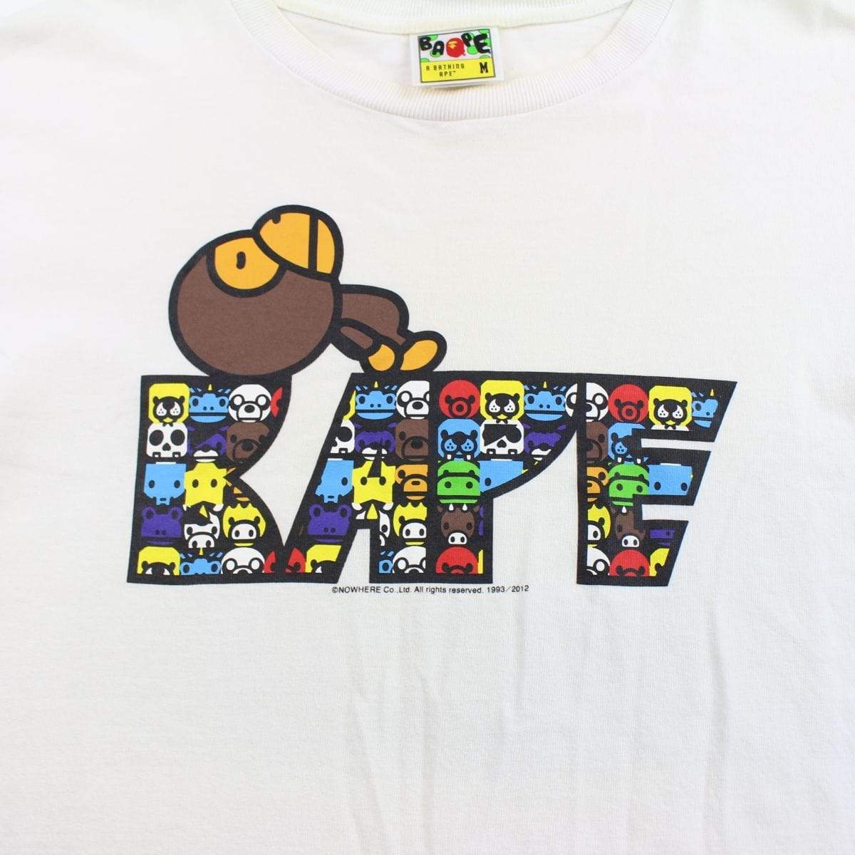 Bape baby milo text sleeping logo tee white - SaruGeneral