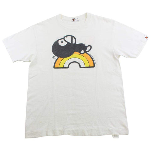 Bape baby milo orange rainbow logo tee white