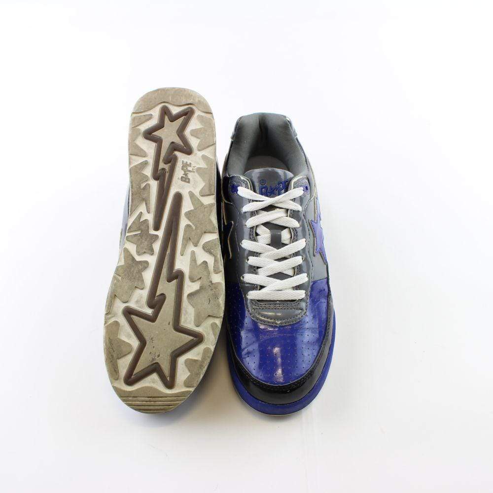 Bape Roadsta Navy Grey Patent Leather - SaruGeneral