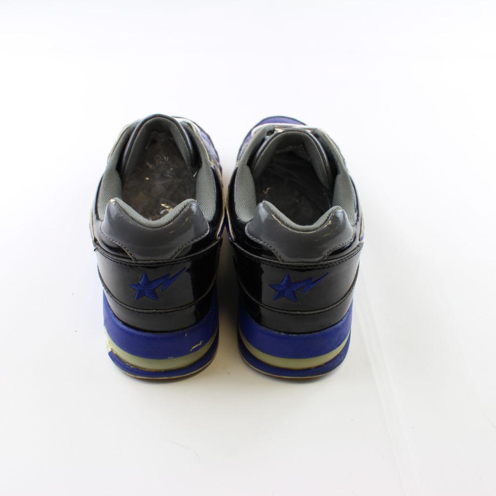 Bape Roadsta Navy Grey Patent Leather - SaruGeneral