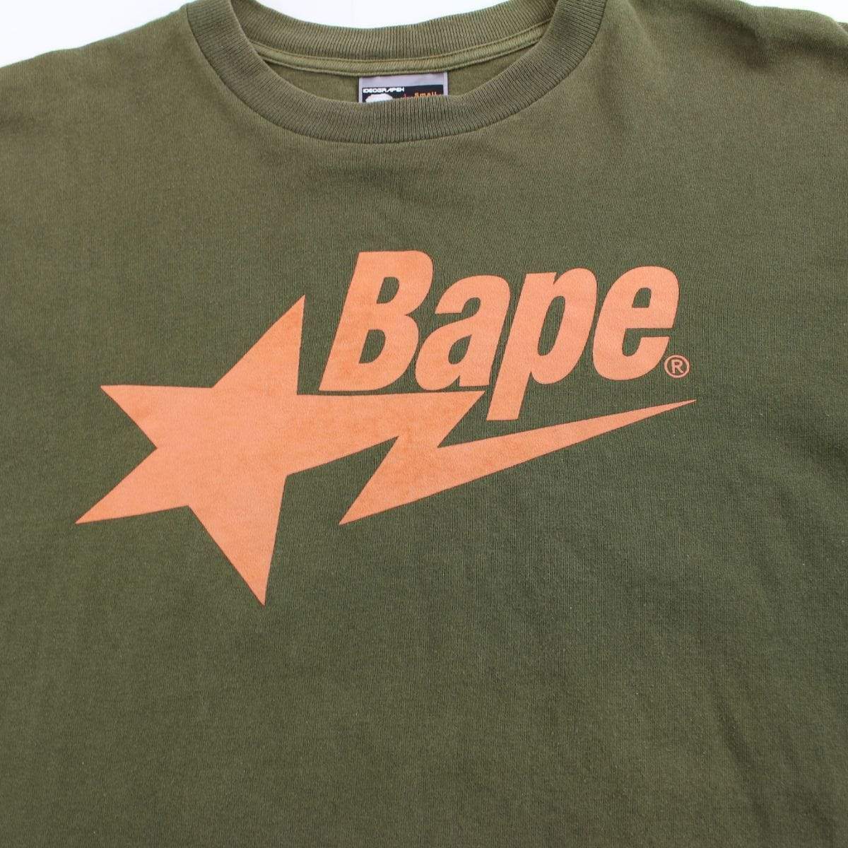 Bape orange bapesta logo tee olive - SaruGeneral