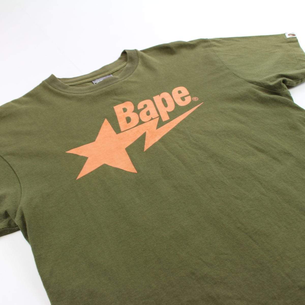 Bape orange bapesta logo tee olive - SaruGeneral