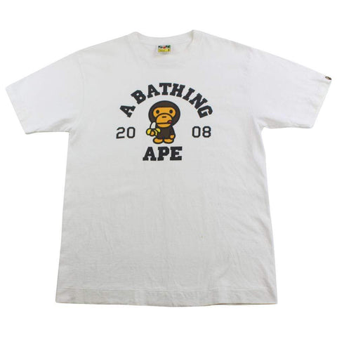 Bape baby milo banana college logo tee white