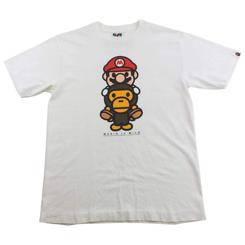 Bape baby milo x mario logo tee white