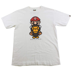 T-shirt Bape Baby Milo x Mario blanc avec logo