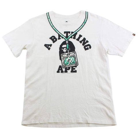 bape members lanyard college logo tee white