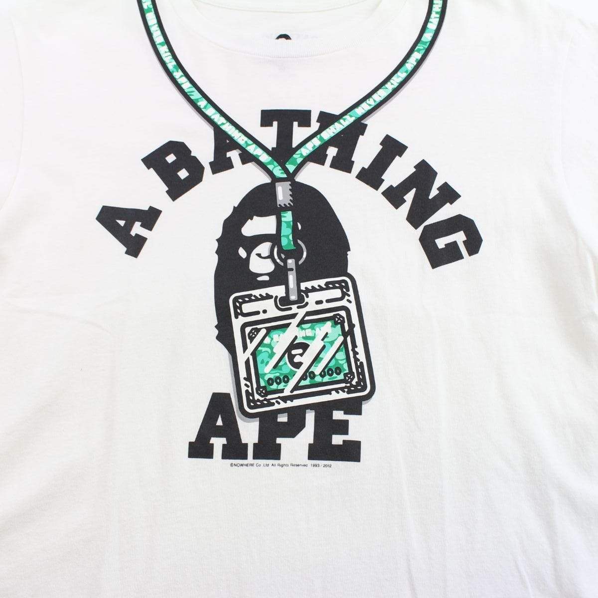 bape members lanyard college logo tee white - SaruGeneral