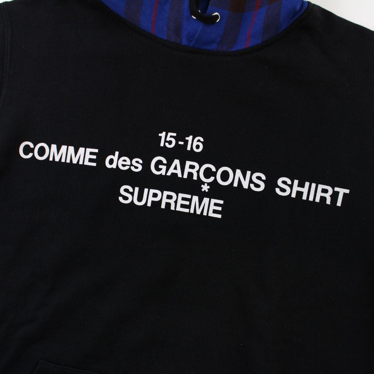 Supreme x CDG Blue Plaid Hoodie Black – SARUGENERAL