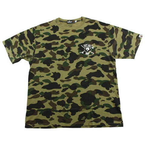 bape x stussy 1st green camo tee