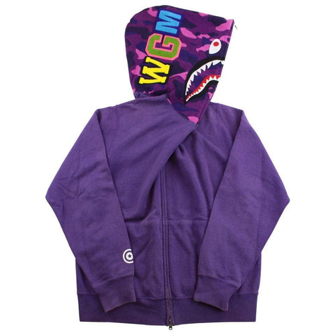 Sweat à capuche camouflage requin violet Bape