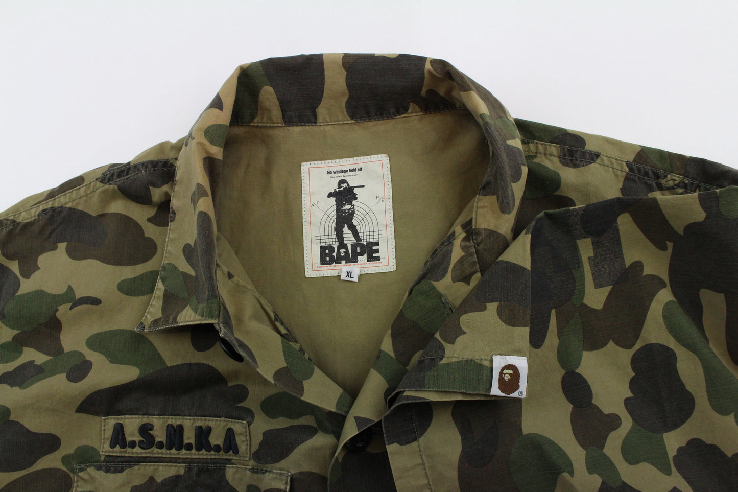 Bape 1st Green Camo ASNKA Bapesta Button Up Shirt - SaruGeneral