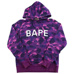 sweat à capuche Bape violet camouflage texte