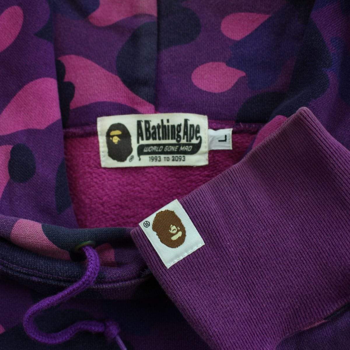 bape purple camo text hoodie - SaruGeneral