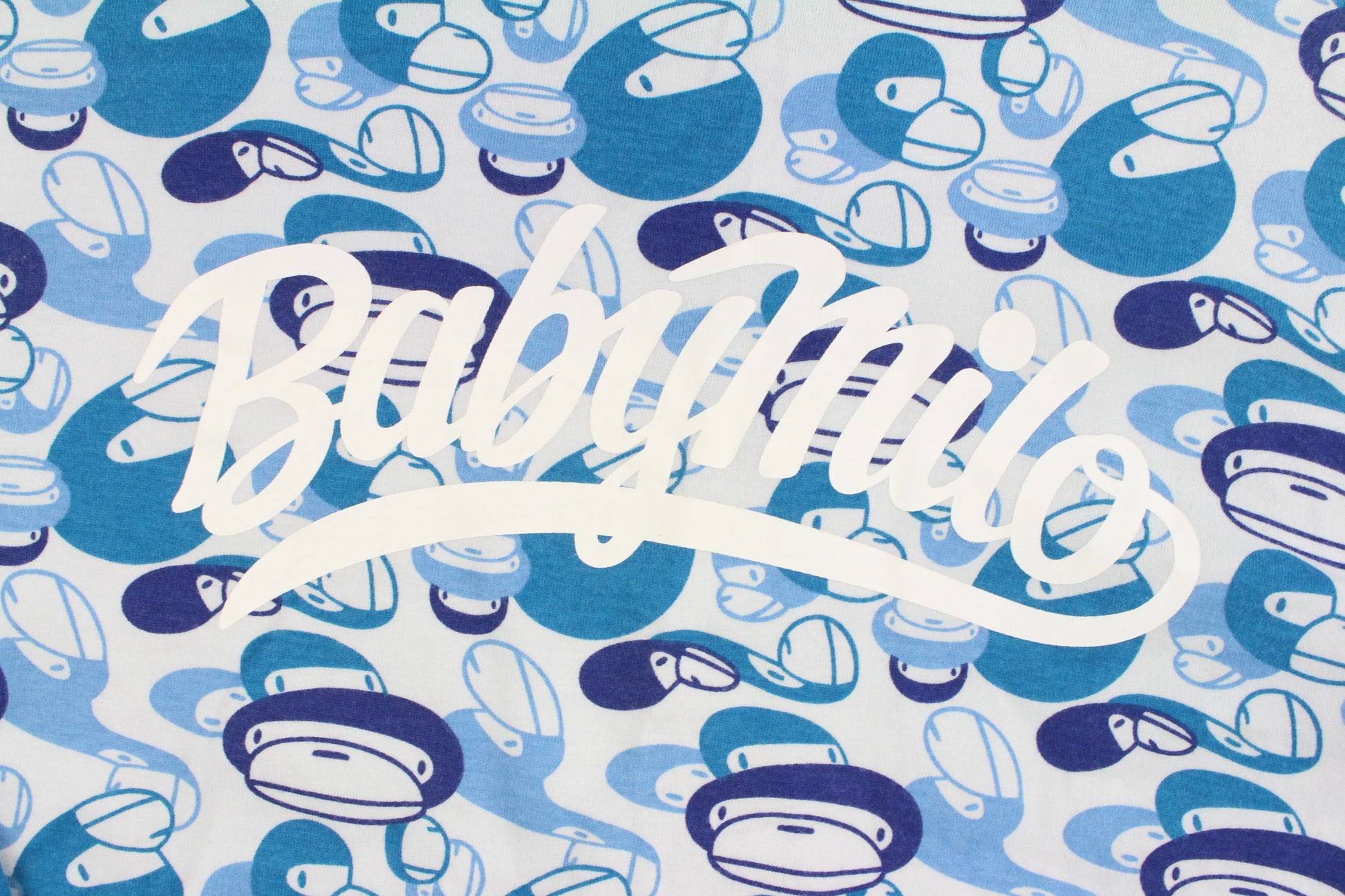 Bape Blue Baby Milo Camo Text LS Blue - SaruGeneral