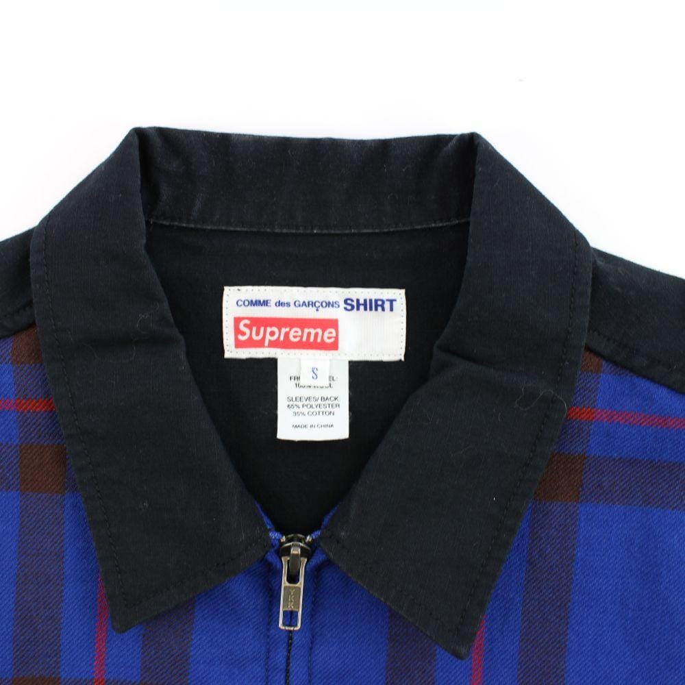 Supreme CDG Blue Plaid Jacket Black - SaruGeneral