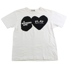 bape x cdg hearts tee white