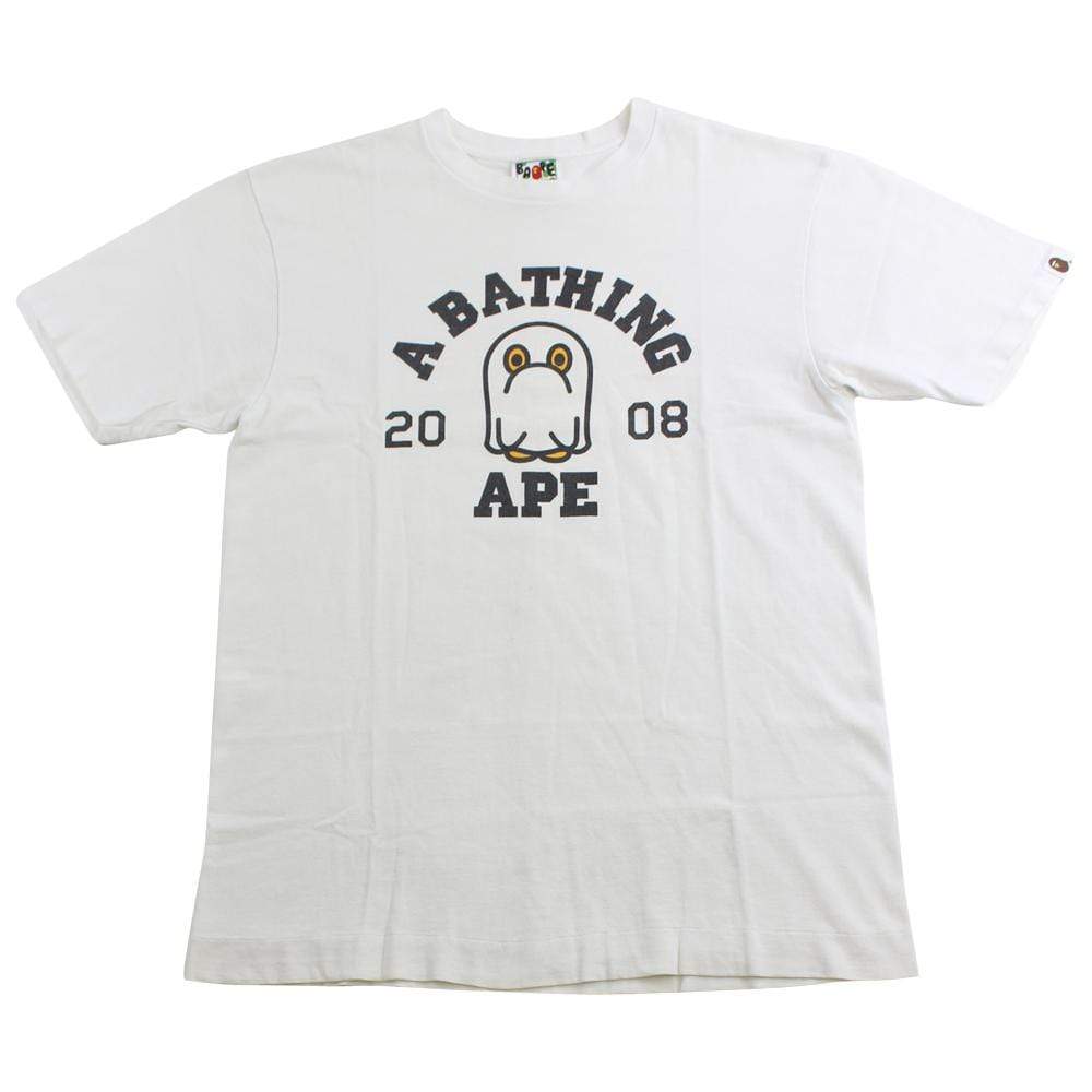 bape Halloween ghost 08 college logo tee white - SaruGeneral