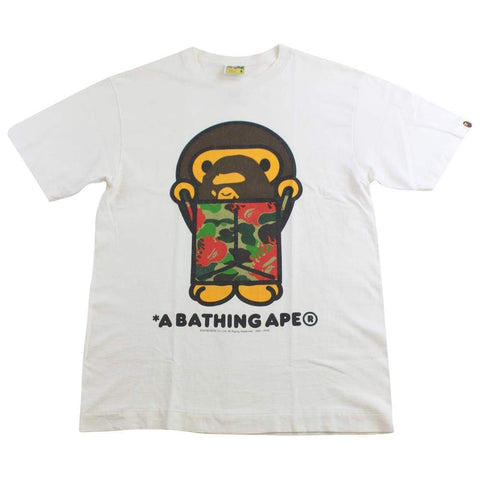 bape milo flame box tee white