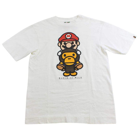 bape milo mario tee white