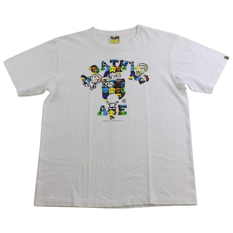 bape milo star blue college logo tee white