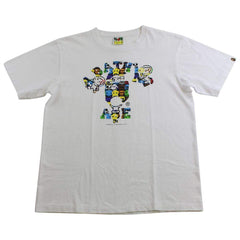 bape milo star blue college logo tee white