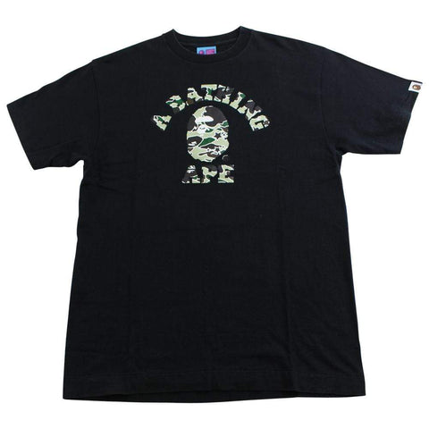 bape green psyche camo college logo tee black