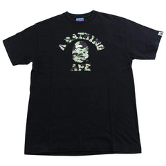 bape green psyche camo college logo tee black