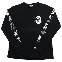 bape x stussy multi logo ls black