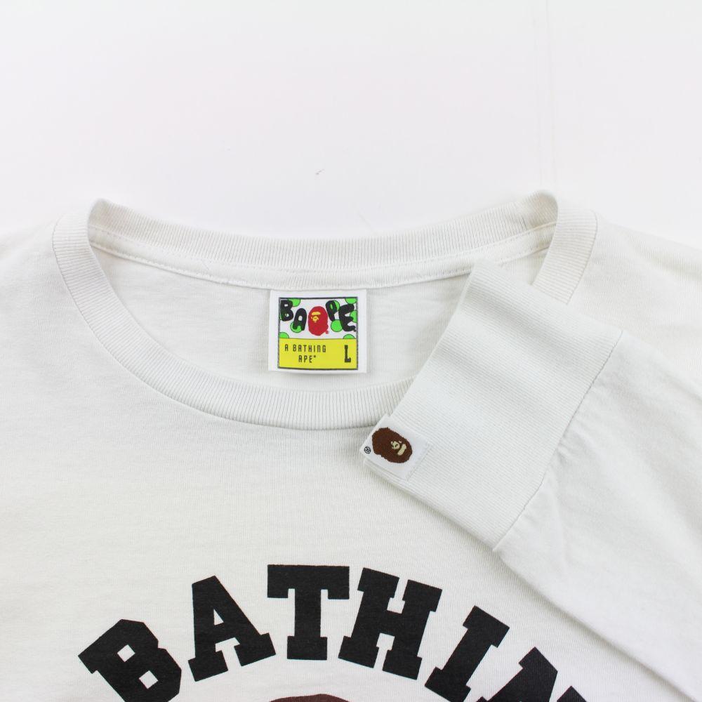 Bape Original College Logo LS White - SaruGeneral