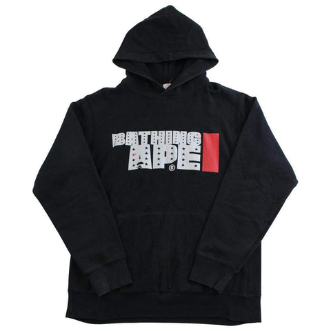 bape bathingape text hoodie black