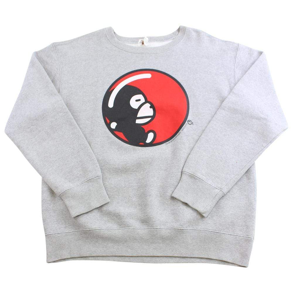 bape milo red bubble crewneck grey - SaruGeneral