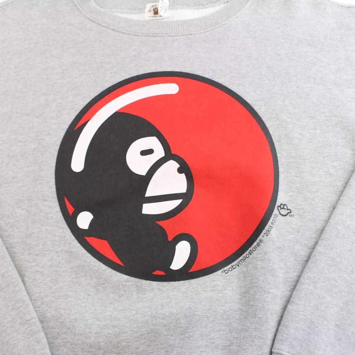 bape milo red bubble crewneck grey - SaruGeneral