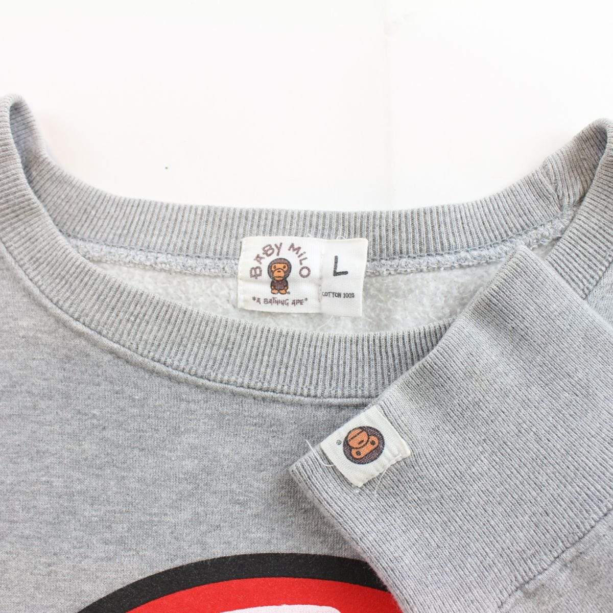 bape milo red bubble crewneck grey - SaruGeneral