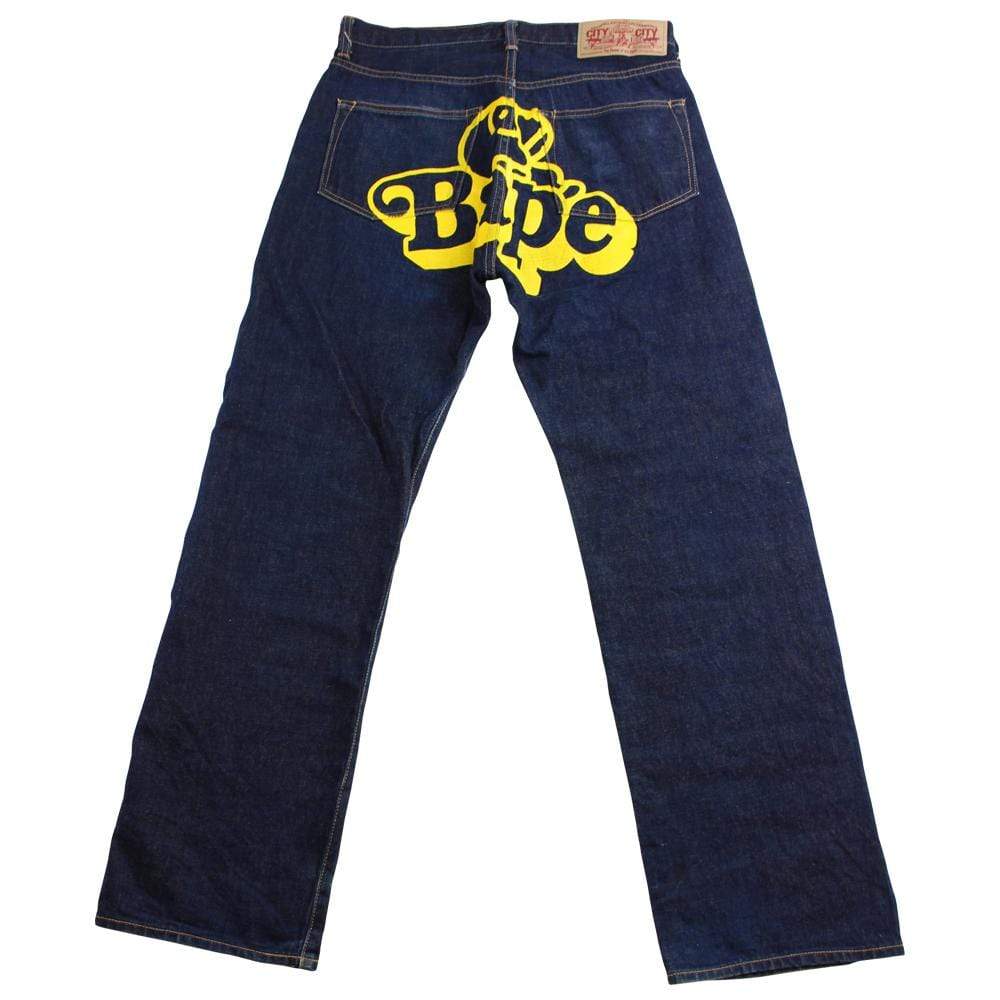 bape yellow milo sleeping jeans - SaruGeneral