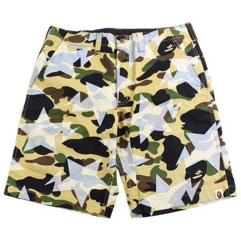 bape bapesta 1st yellow camo shorts