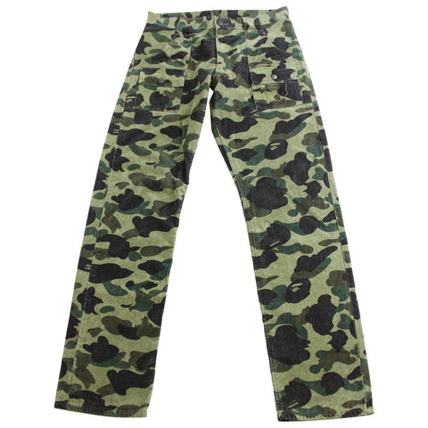 bape 1st green camo corduroy pants