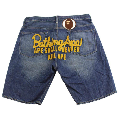 bape asnka denim shorts