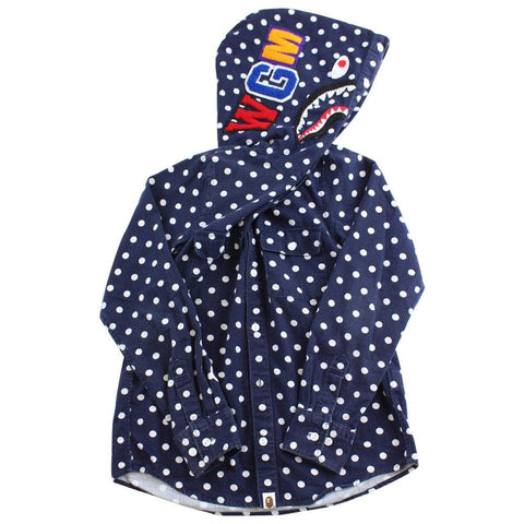 chemise boutonnée Bape à pois et motif requin