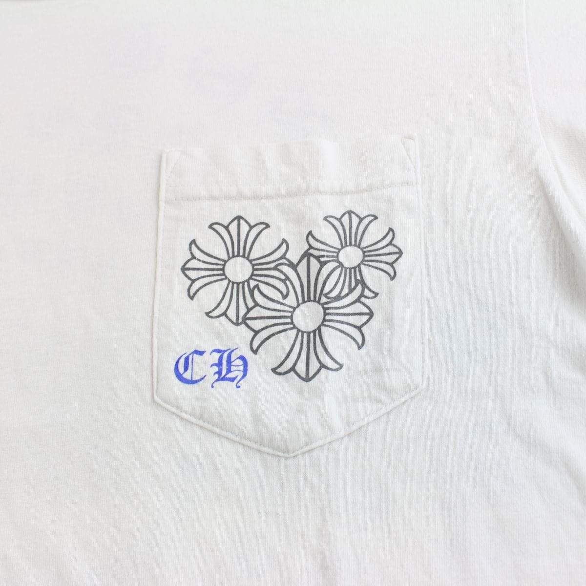 chrome hearts blue circle pocket tee white - SaruGeneral