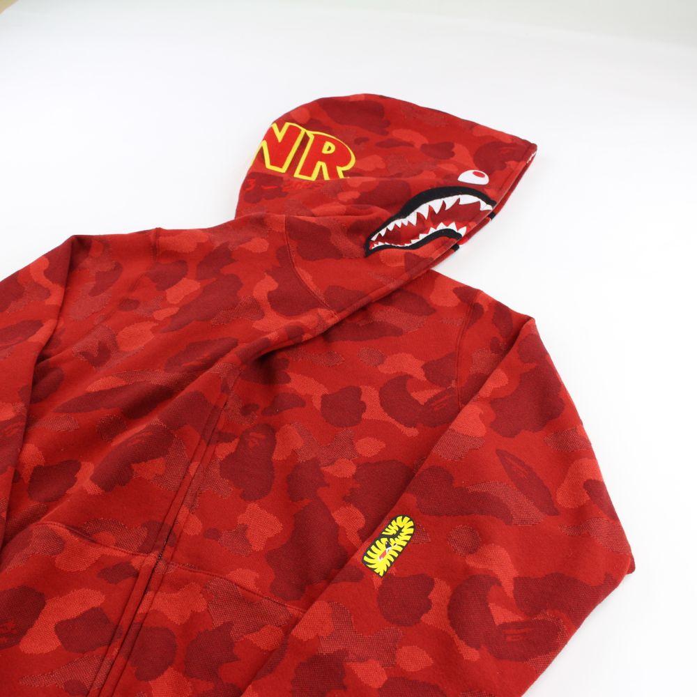 Bape Red Camo PONR Shark Hoodie Red - SaruGeneral