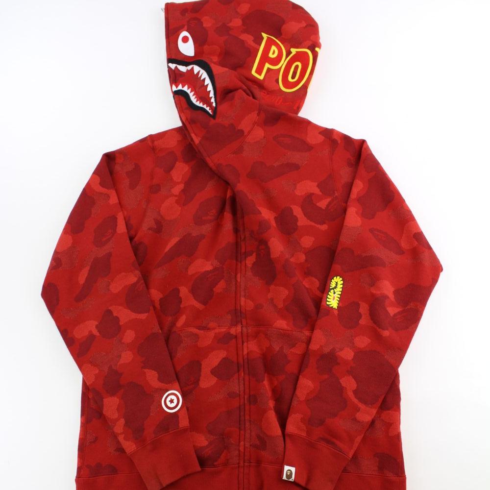 Bape Red Camo PONR Shark Hoodie Red - SaruGeneral