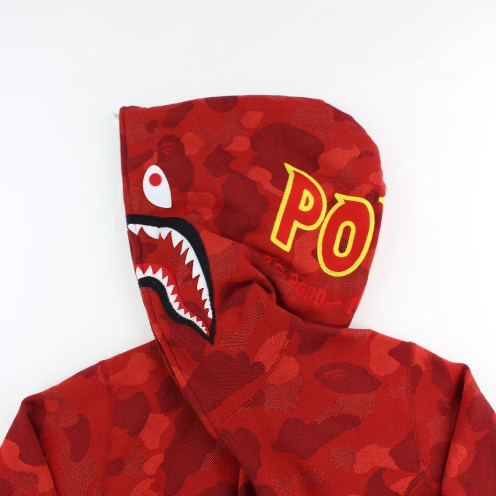 Bape Red Camo PONR Shark Hoodie Red - SaruGeneral